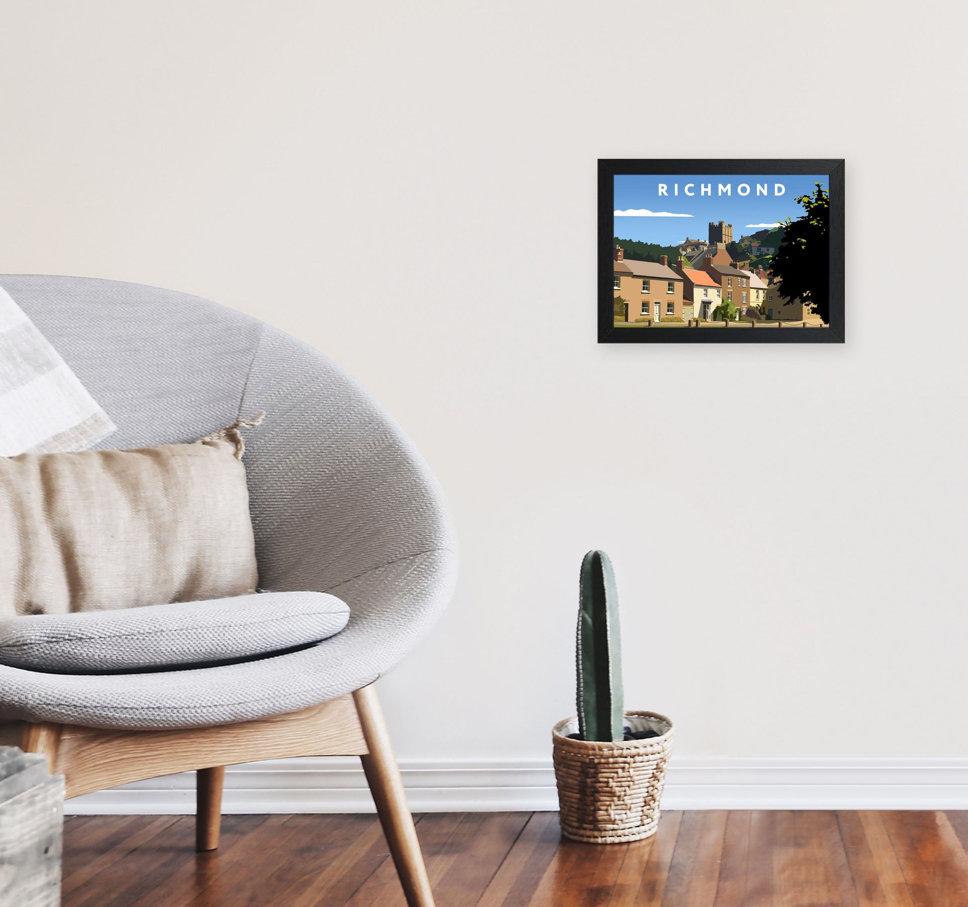 Richmond Travel Art Print by Richard O'Neill, Framed Wall Art A4 White Frame