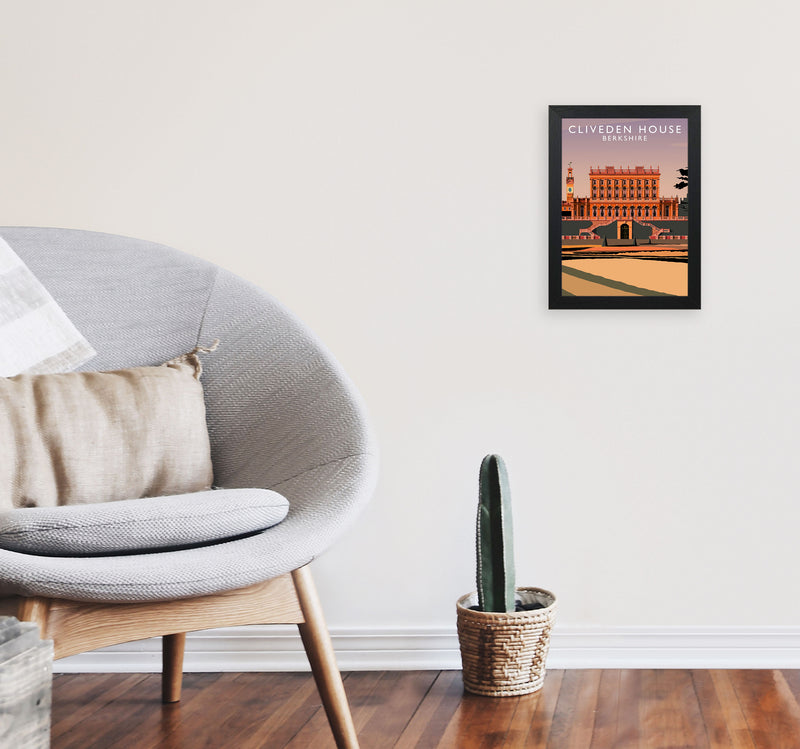 Cliveden House Portrait by Richard O'Neill A4 White Frame