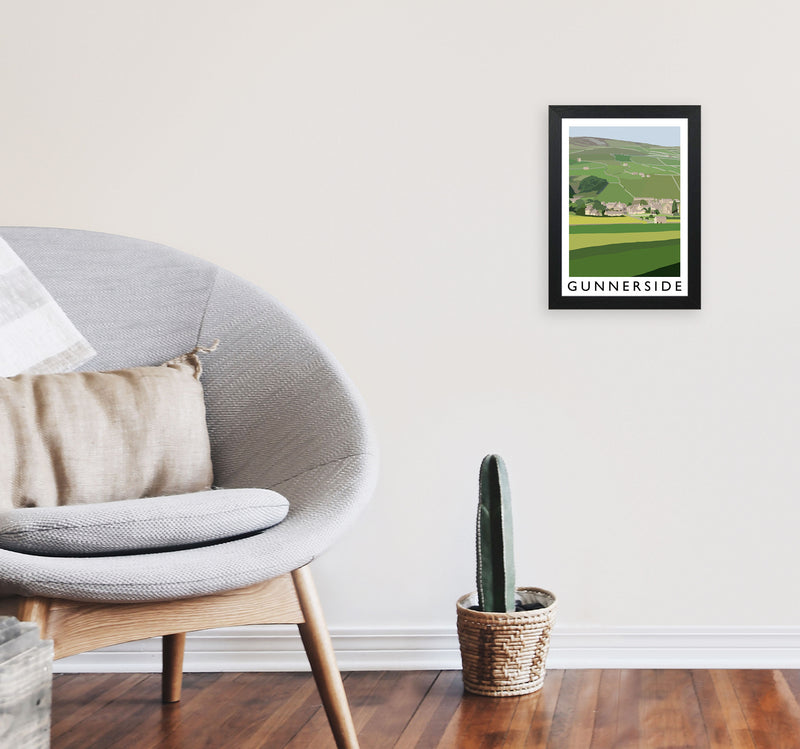 Gunnerside Portrait by Richard O'Neill A4 White Frame