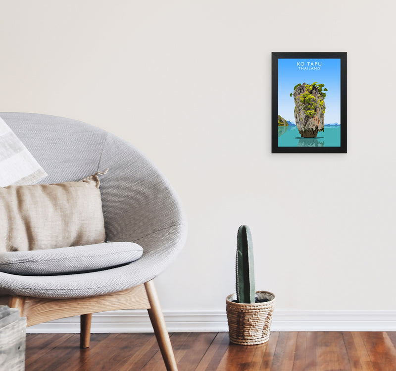 Ko Tapu Thailand Travel Art Print by Richard O'Neill, Framed Wall Art A4 White Frame