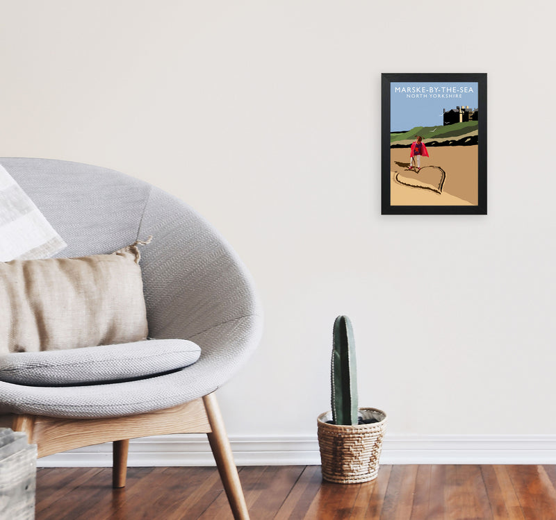 Marske-By-The-Sea North Yorkshire Travel Art Print by Richard O'Neill A4 White Frame