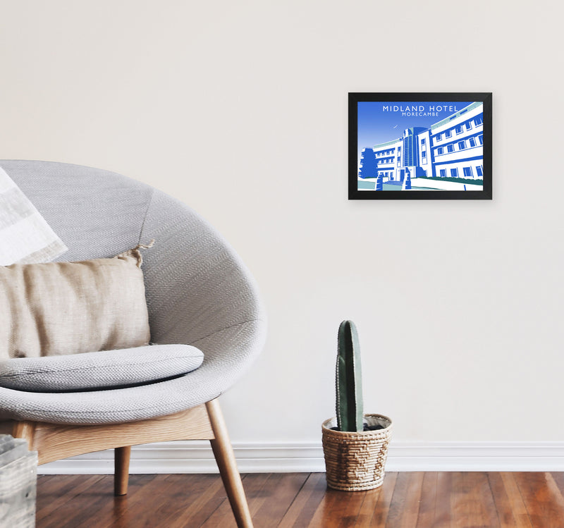 Midland Hotel Morecambe Travel Art Print by Richard O'Neill, Framed Wall Art A4 White Frame