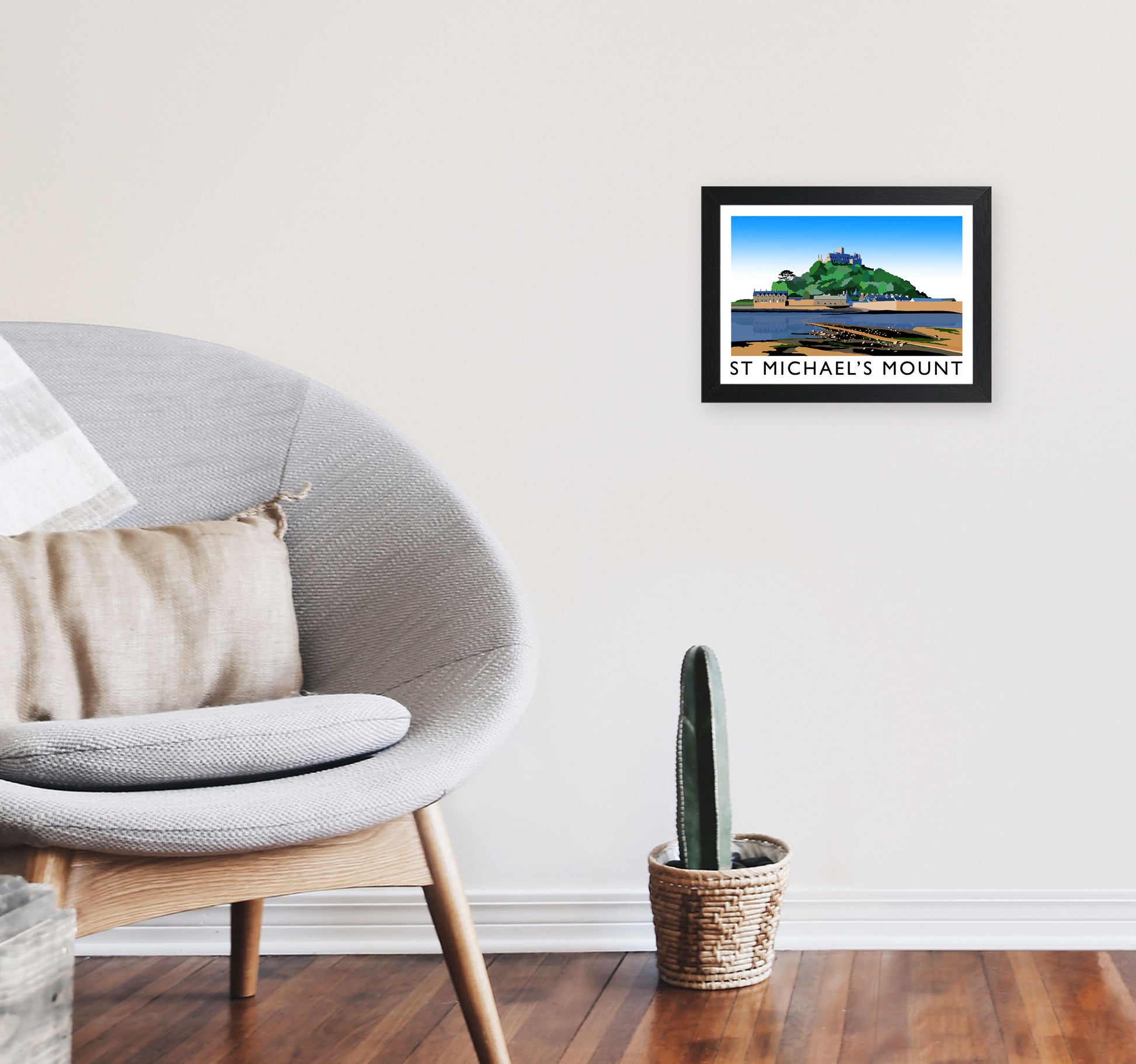 St Michael's Mount Framed Digital Art Print by Richard O'Neill A4 White Frame