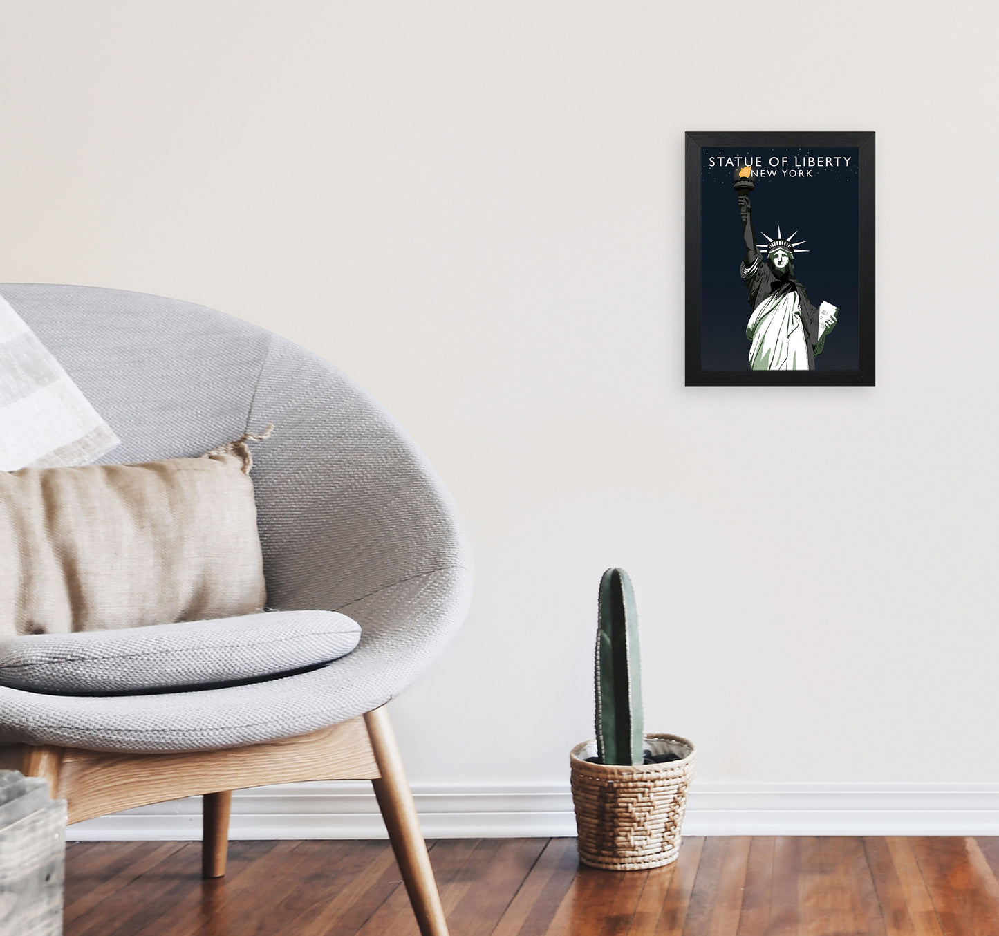 Statue of Liberty New York Art Print by Richard O'Neill A4 White Frame