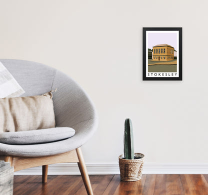 Stokesley Travel Art Print by Richard O'Neill, Framed Wall Art A4 White Frame