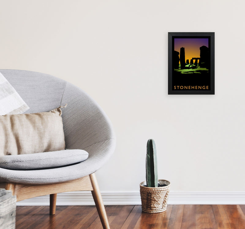 Stonehenge Travel Art Print by Richard O'Neill, Framed Wall Art A4 White Frame
