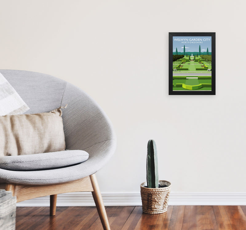 Welwyn Garden City Hertfordshire Travel Art Print by Richard O'Neill A4 White Frame