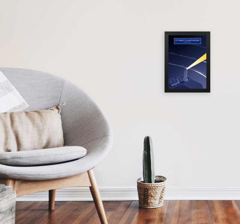 St Mary's Lighthouse Whitley Bay Framed Art Print by Richard O'Neill A4 White Frame