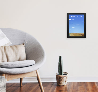 Tan Hill Travel Art Print by Richard O'Neill, Framed Wall Art A4 White Frame