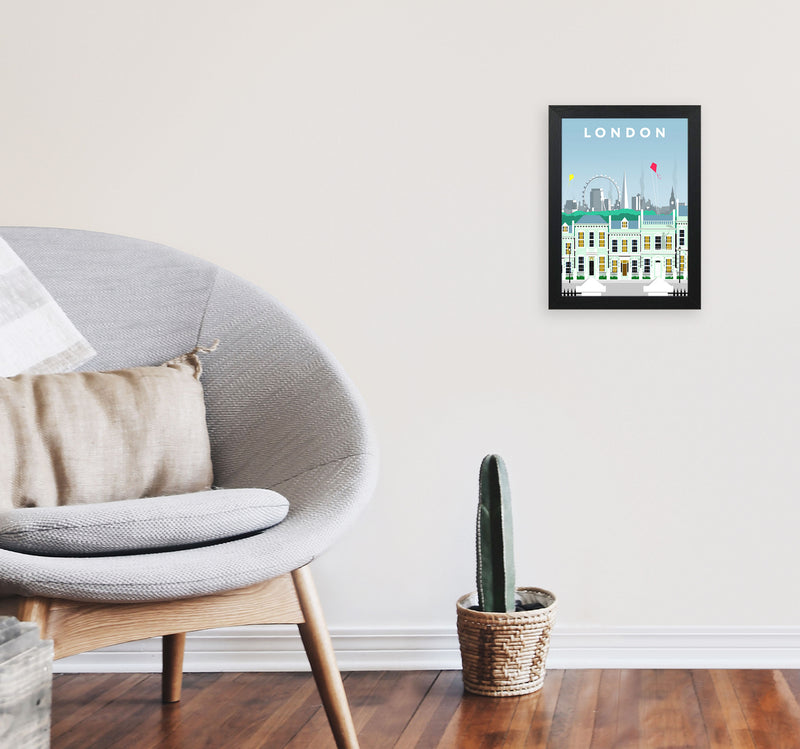 London Cherry Tree Lane Portrait by Richard O'Neill A4 White Frame
