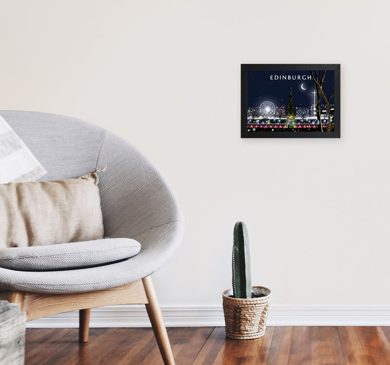 Edinburgh Night by Richard O'Neill A4 White Frame