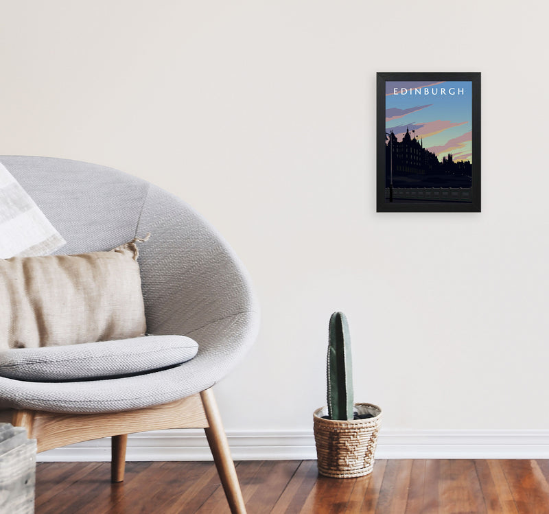 Edinburgh Art Print by Richard O'Neill A4 White Frame