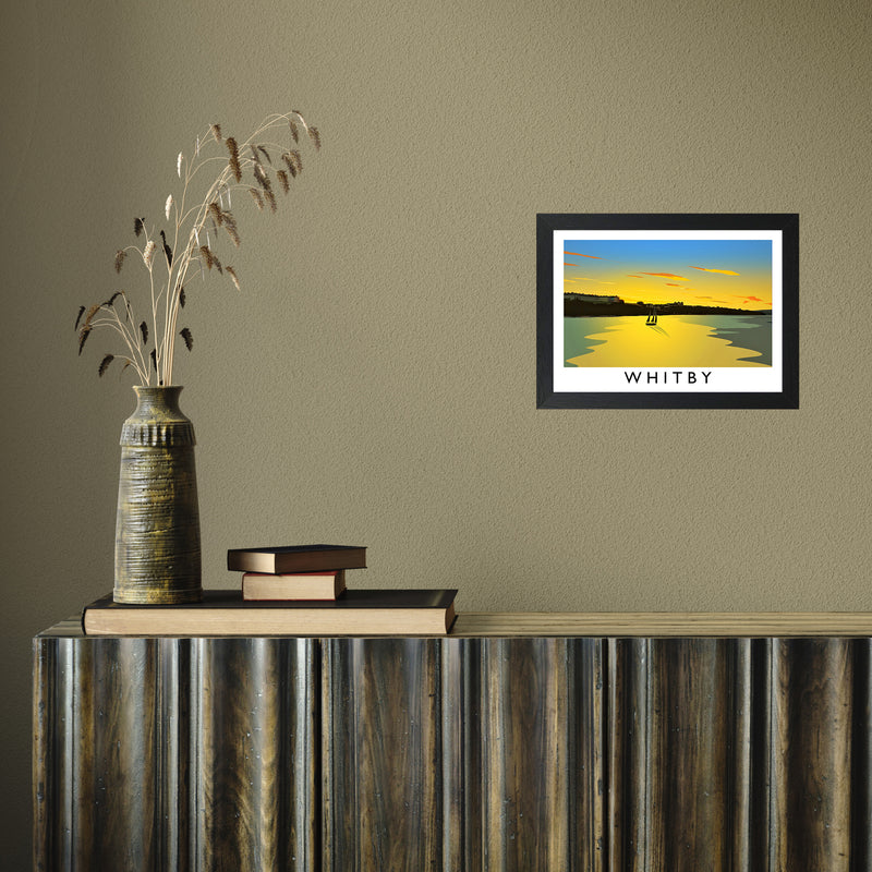 Whitby (Sunset) 2 by Richard O'Neill A4 Black Frame