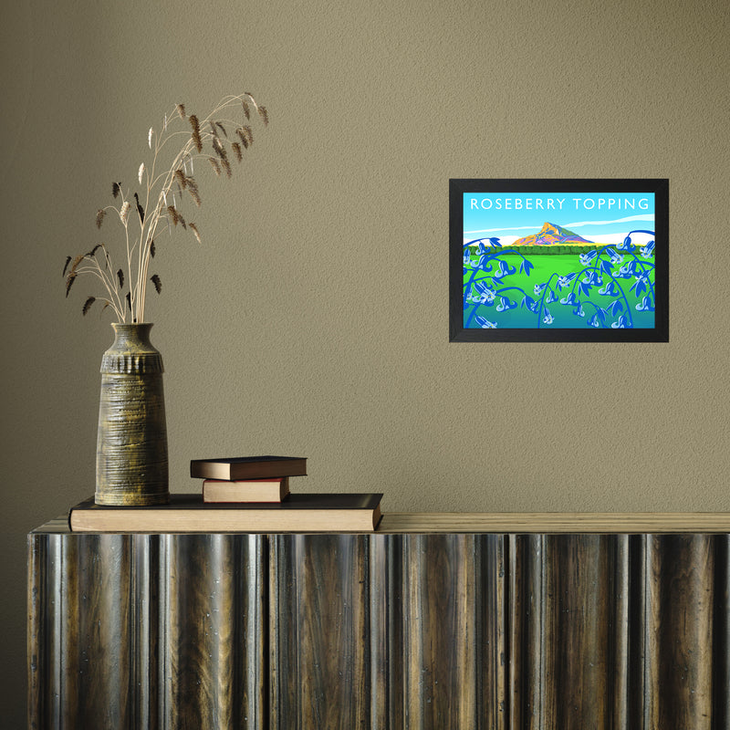 Roseberry Topping (bluebells) by Richard O'Neill A4 Black Frame