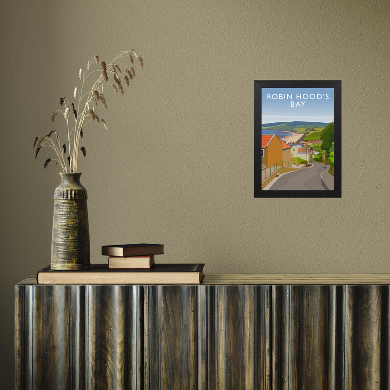 Robin Hood's Bay 3 portrait by Richard O'Neill A4 Black Frame