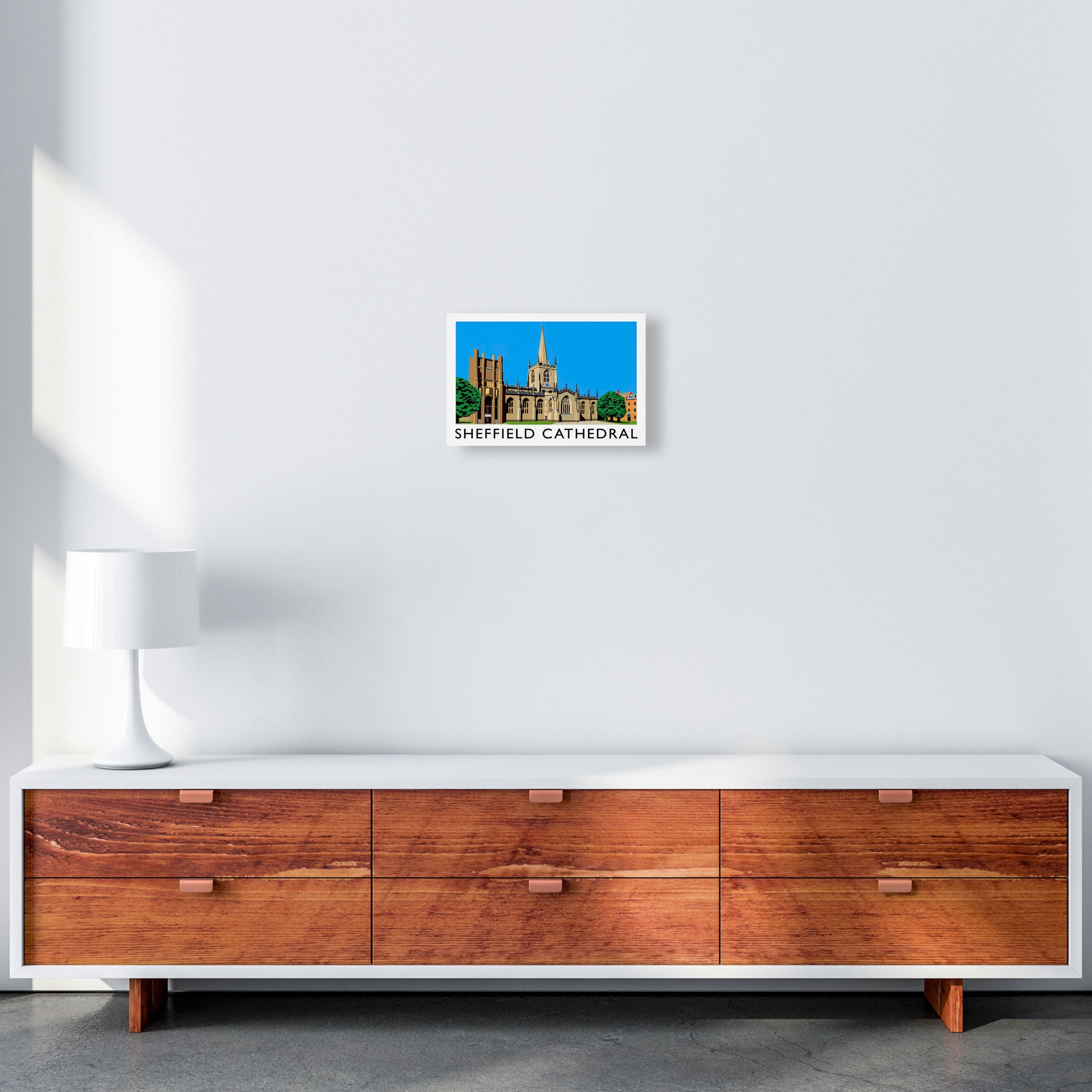 Sheffield Cathedral by Richard O'Neill Yorkshire Art Print, Travel Poster A4 Canvas