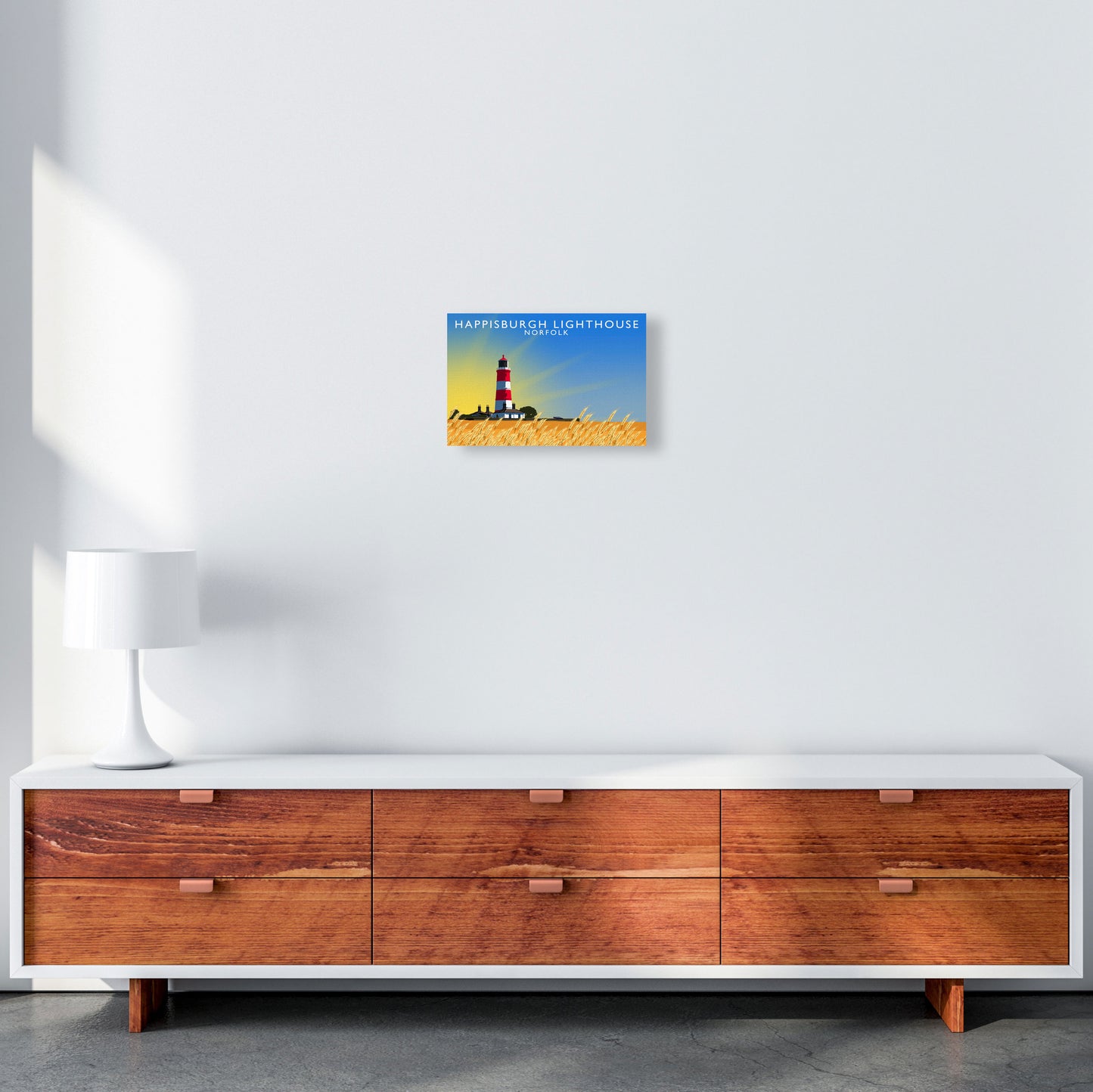 Hapisburgh Lighthouse Norfolk Art Print by Richard O'Neill, Framed Wall Art A4 Canvas