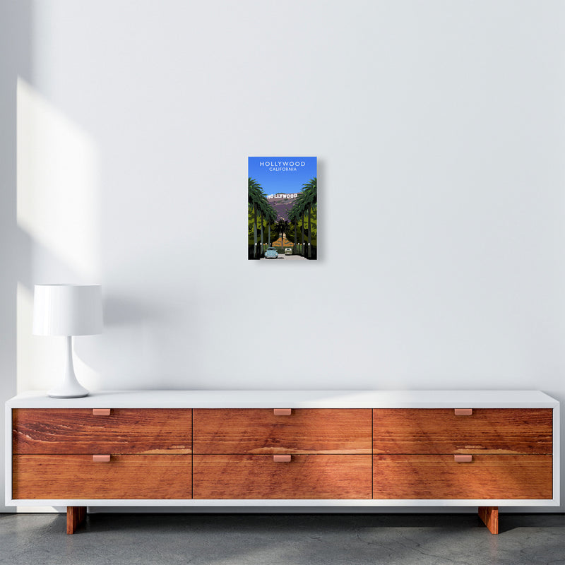 Hollywood California Travel Art Print by Richard O'Neill, Framed Wall Art A4 Canvas