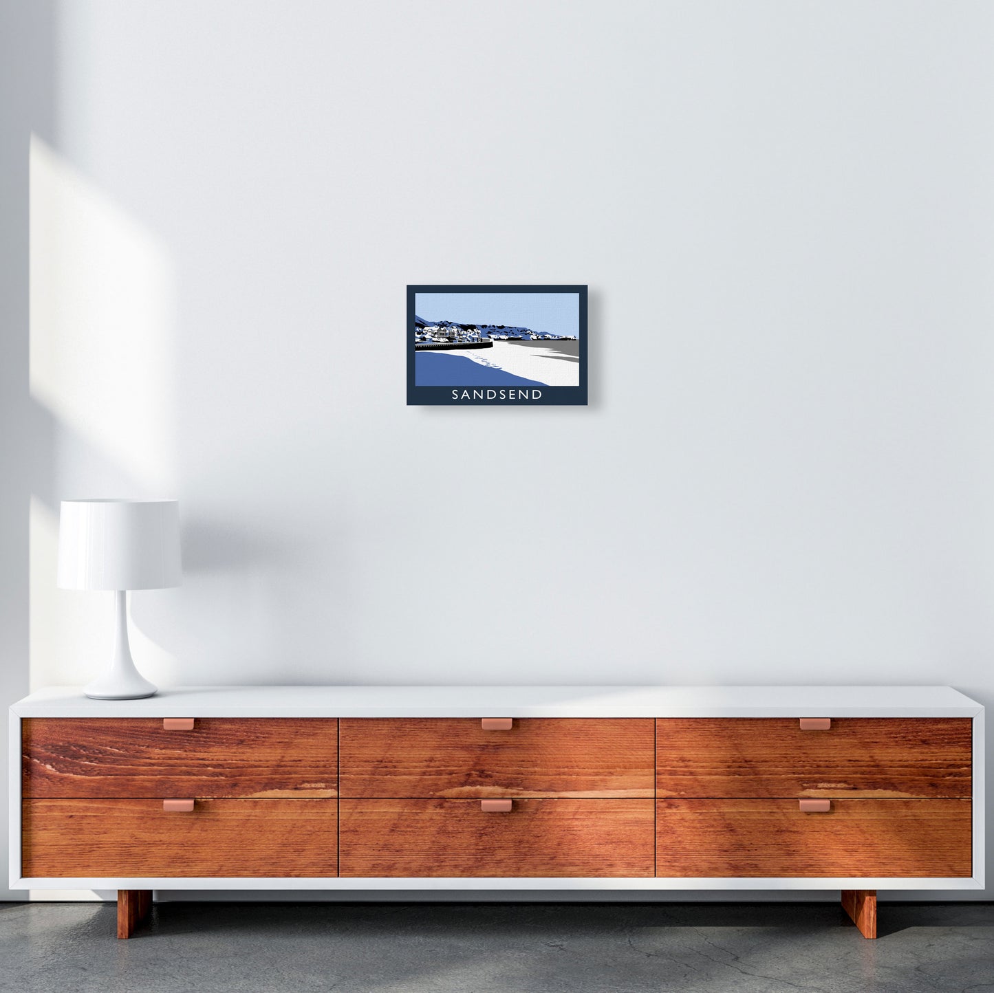 Sandsend Travel Art Print by Richard O'Neill, Framed Wall Art A4 Canvas