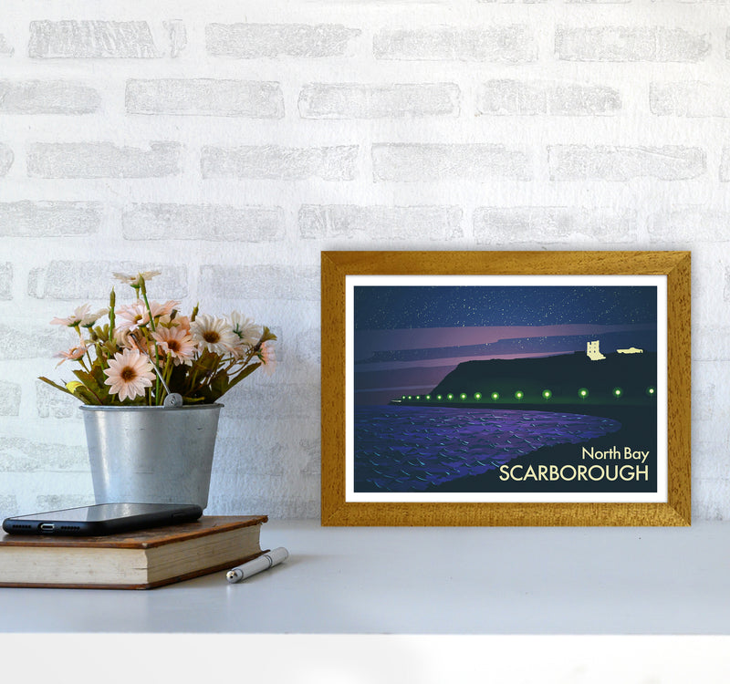 North Bay Scarborough (Night) Art Print by Richard O'Neill A4 Print Only
