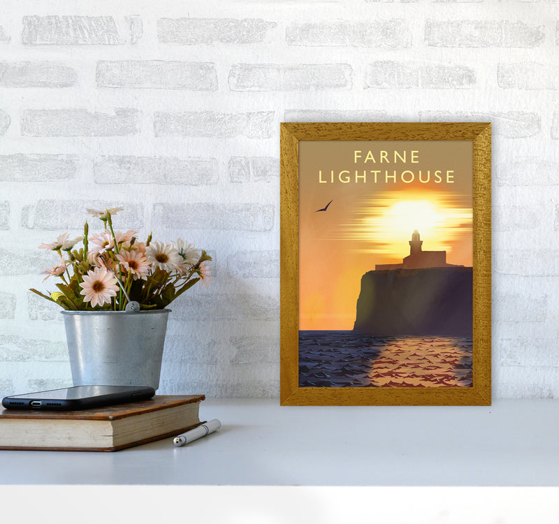 Farne Lighthouse portrait Travel Art Print by Richard O'Neill A4 Print Only