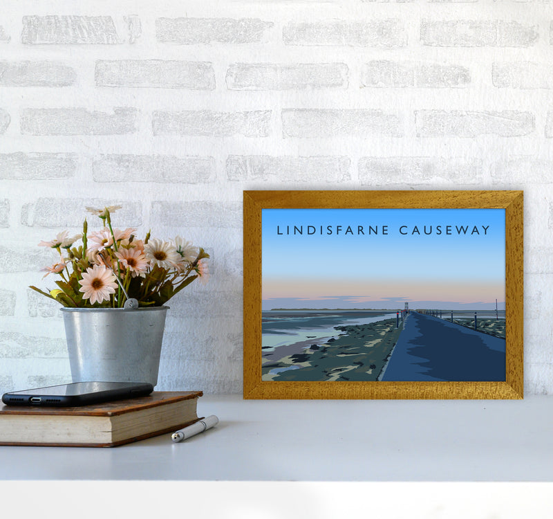 Lindisfarne Causeway Travel Art Print by Richard O'Neill A4 Print Only