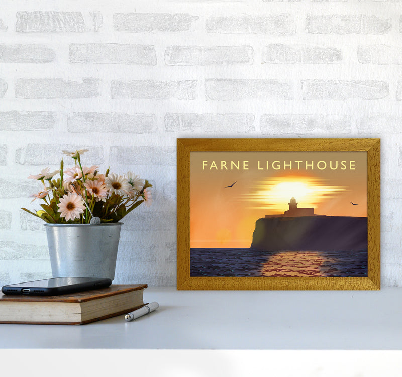 Farne Lighthouse Travel Art Print by Richard O'Neill A4 Print Only