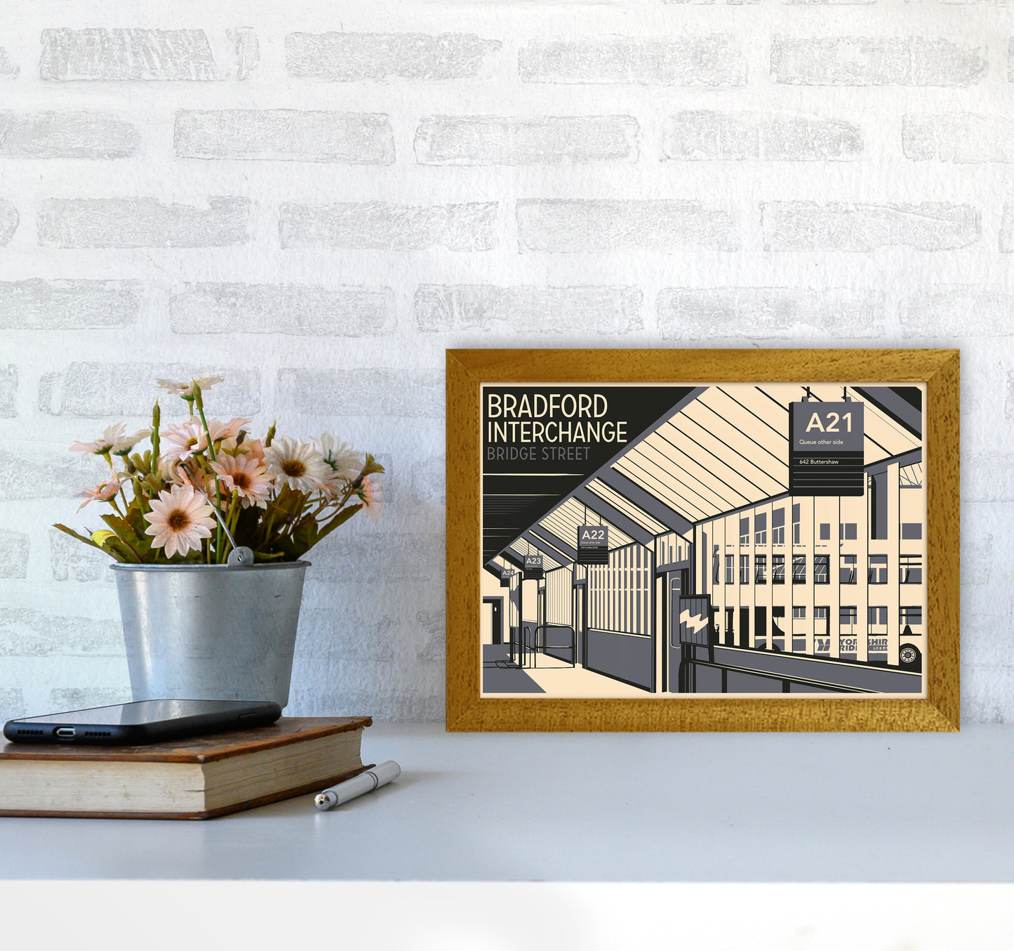 Bradford Interchange, Bridge Street Travel Art Print by Richard O'Neill A4 Print Only