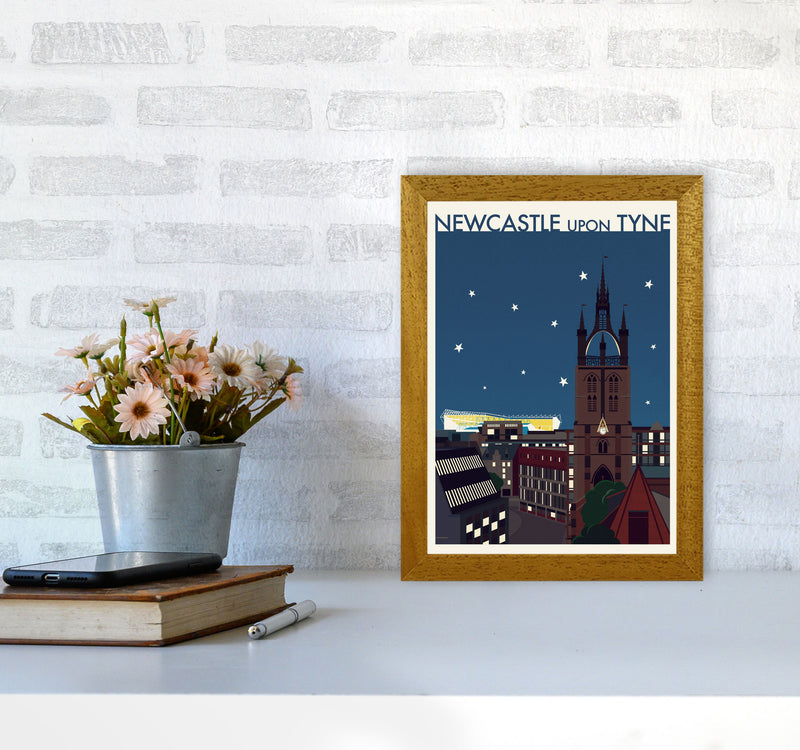 Newcastle upon Tyne 2 (Night) Travel Art Print by Richard O'Neill A4 Print Only