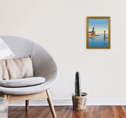 Blyth Lighthouse Northumberland Art Print by Richard O'Neill A4 Print Only