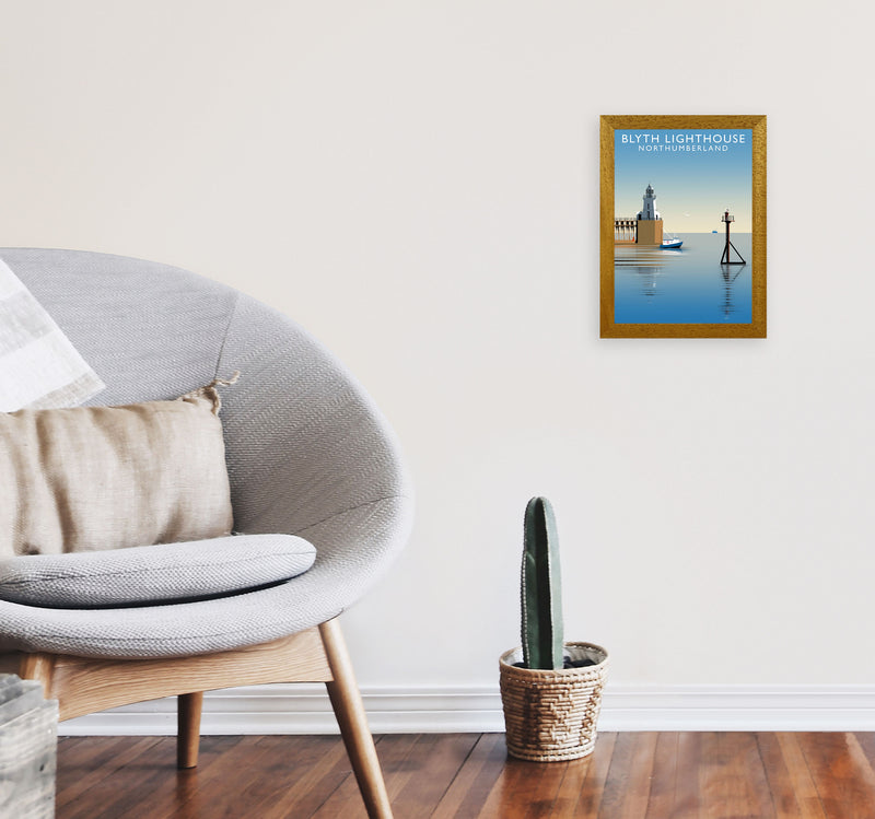 Blyth Lighthouse Northumberland Art Print by Richard O'Neill A4 Print Only