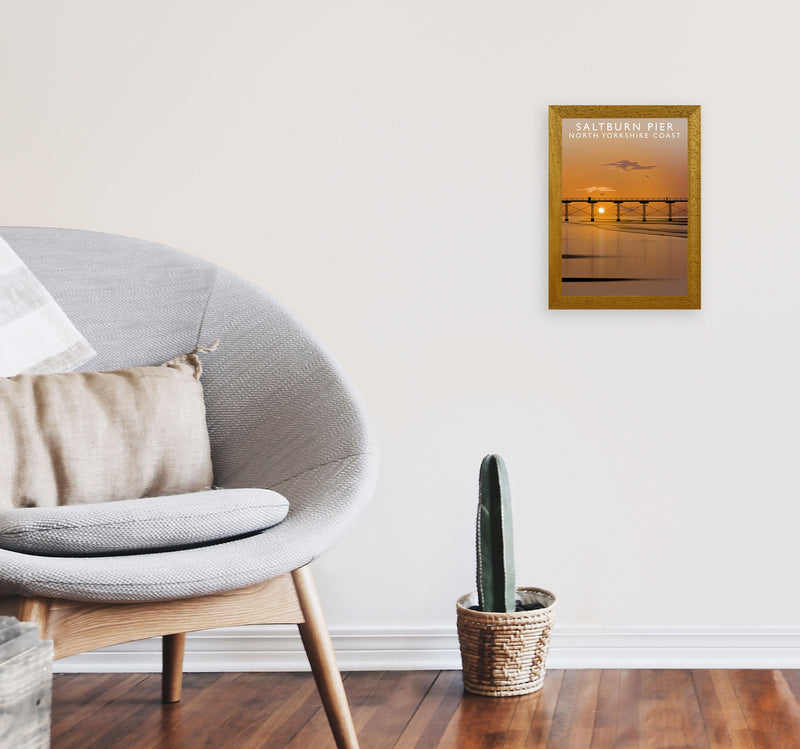 Saltburn Pier (Portrait) by Richard O'Neill Yorkshire Art Print, Travel Poster A4 Print Only