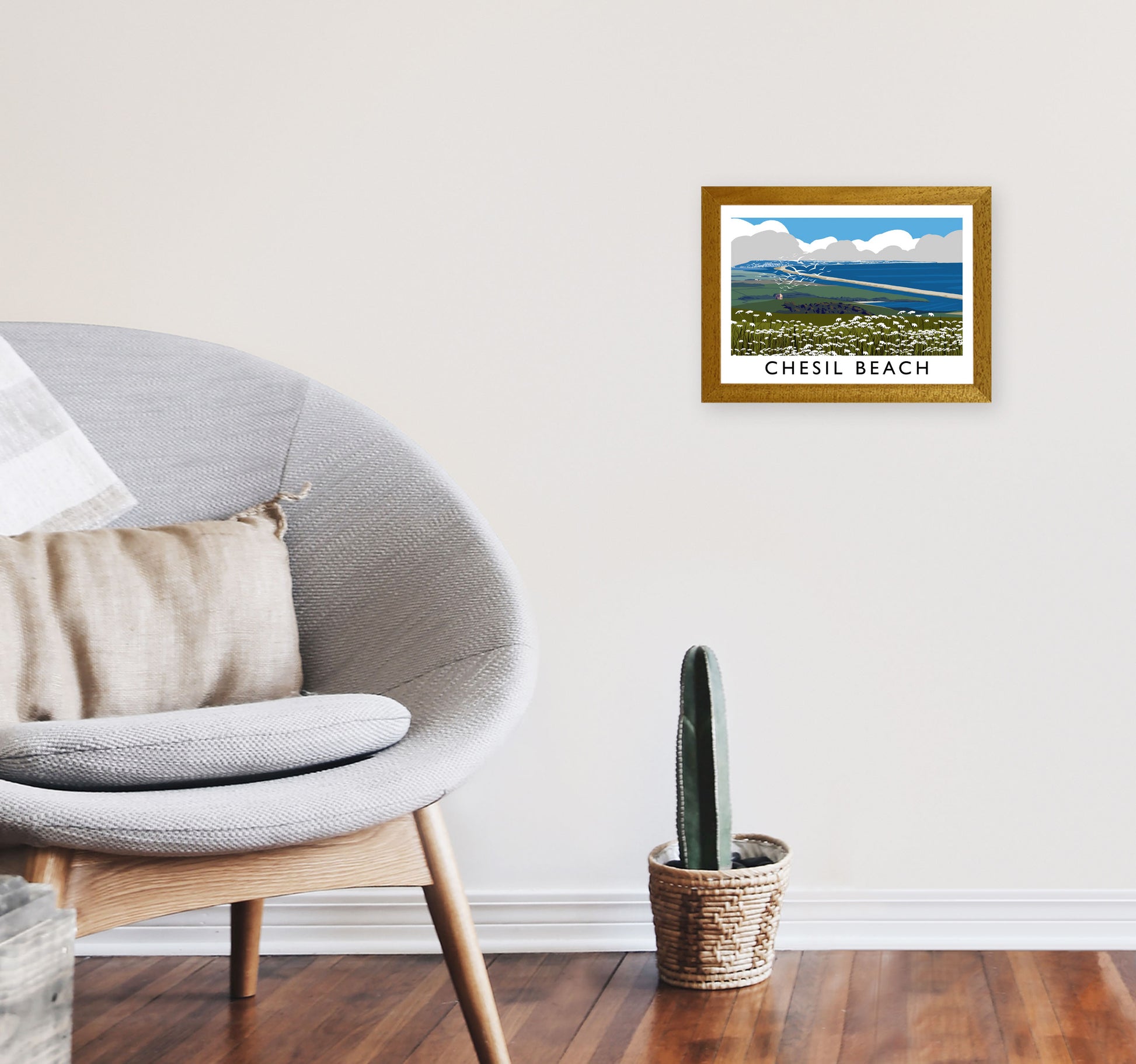 Chesil Beach Framed Digital Art Print by Richard O'Neill A4 Print Only