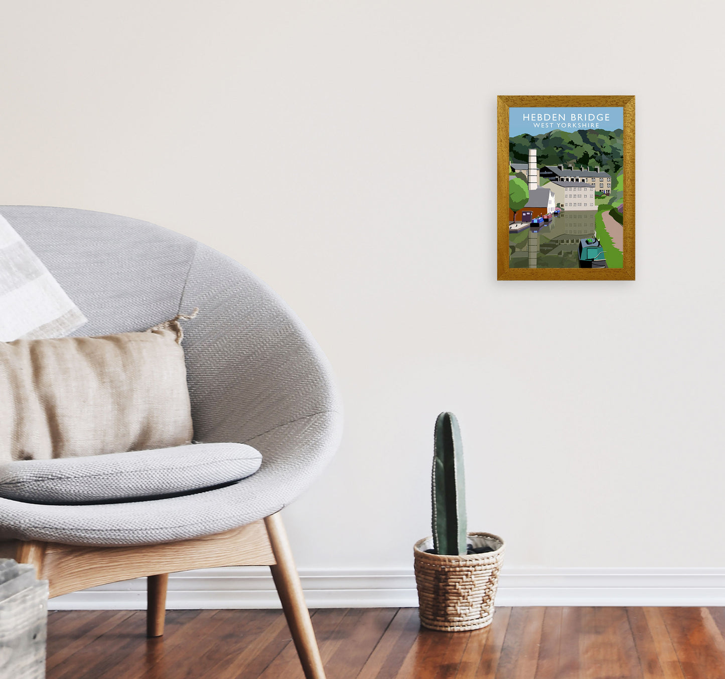 Hebden Bridge West Yorkshire Travel Art Print by Richard O'Neill A4 Print Only