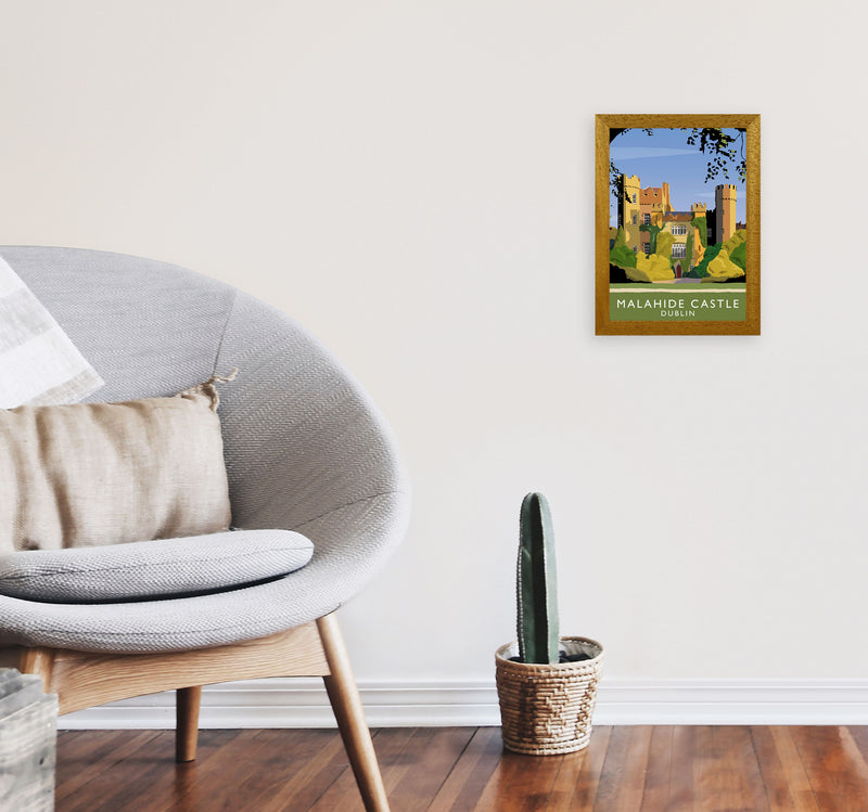 Malahide Castle Dublin Travel Art Print by Richard O'Neill, Framed Wall Art A4 Print Only