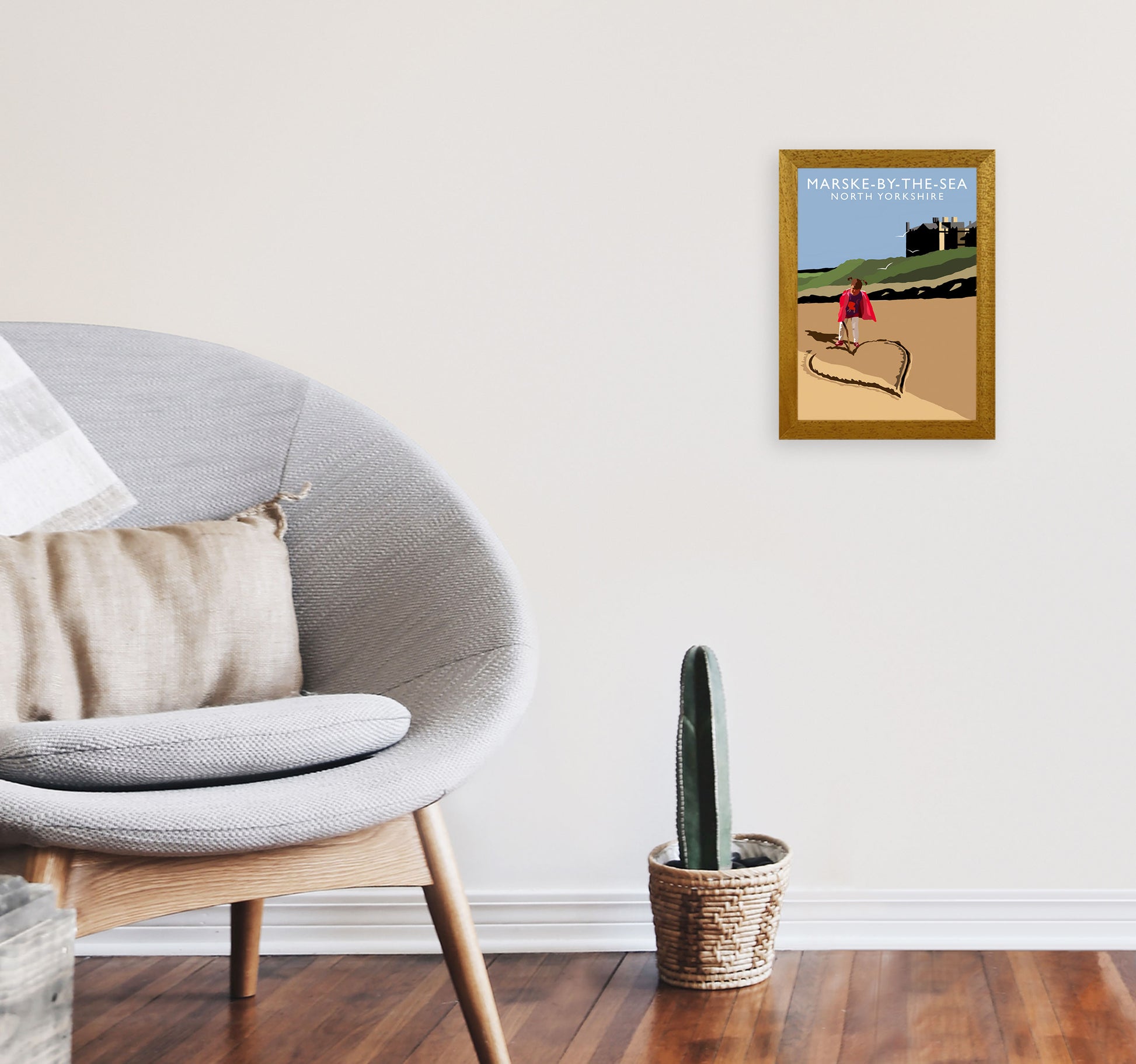 Marske-By-The-Sea North Yorkshire Travel Art Print by Richard O'Neill A4 Print Only