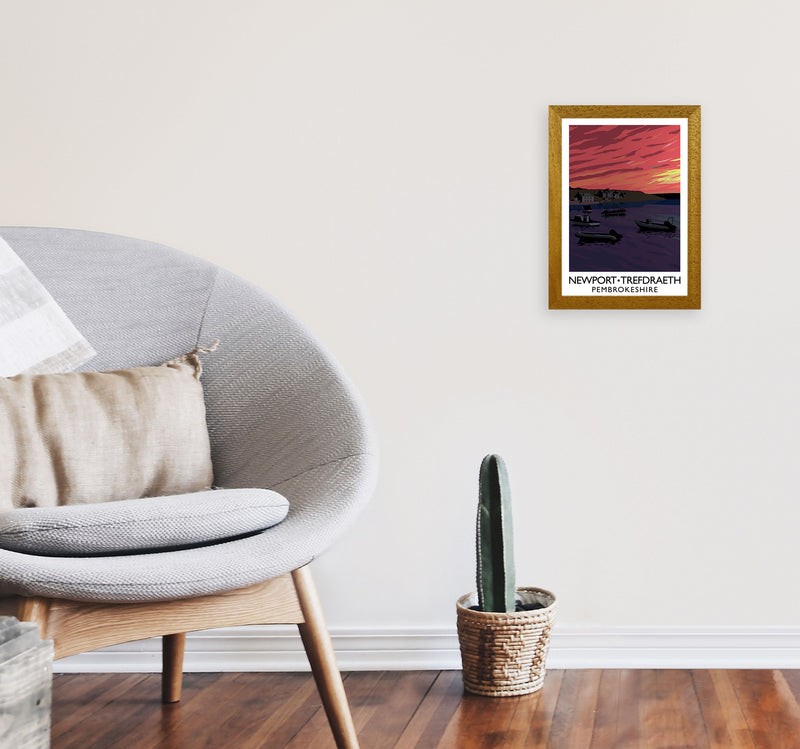 Newport Trefdraeth Pembrokeshire Travel Art Print by Richard O'Neill A4 Print Only