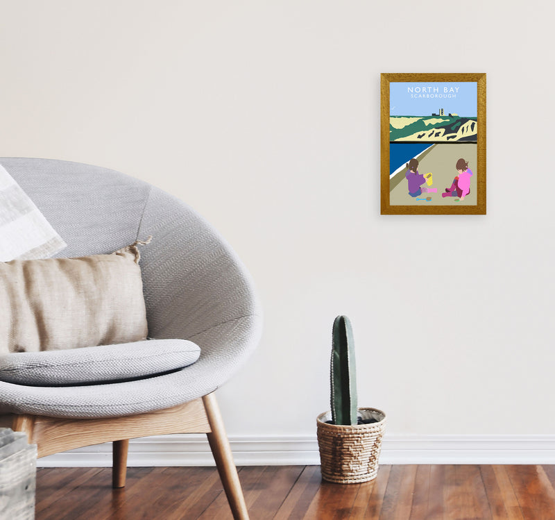 North Bay Scarborough Travel Art Print by Richard O'Neill, Framed Wall Art A4 Print Only