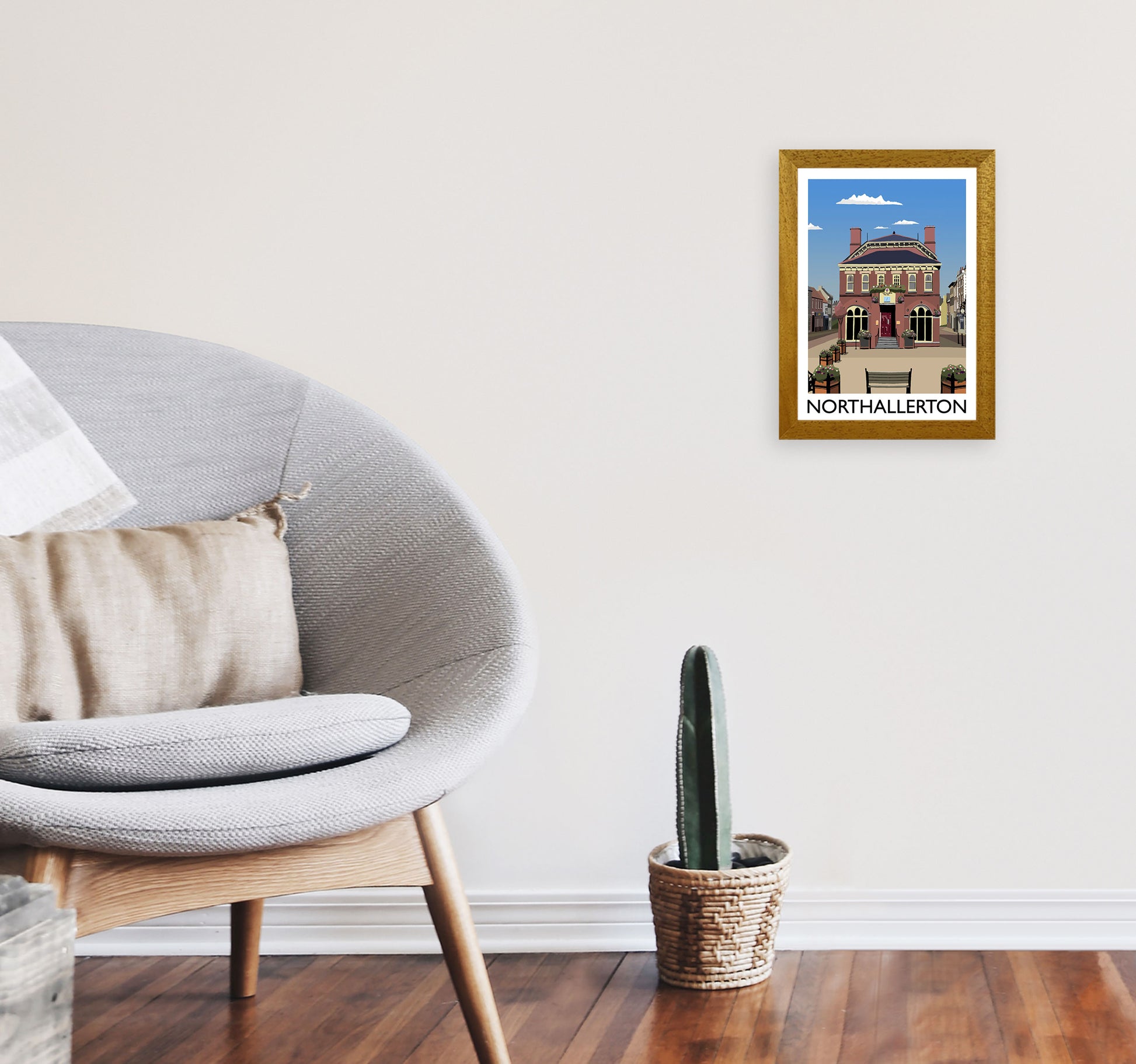 Northallerton Travel Art Print by Richard O'Neill, Framed Wall Art A4 Print Only