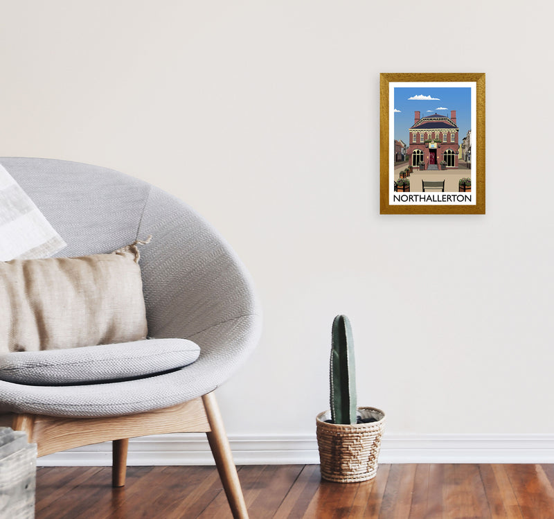 Northallerton Travel Art Print by Richard O'Neill, Framed Wall Art A4 Print Only