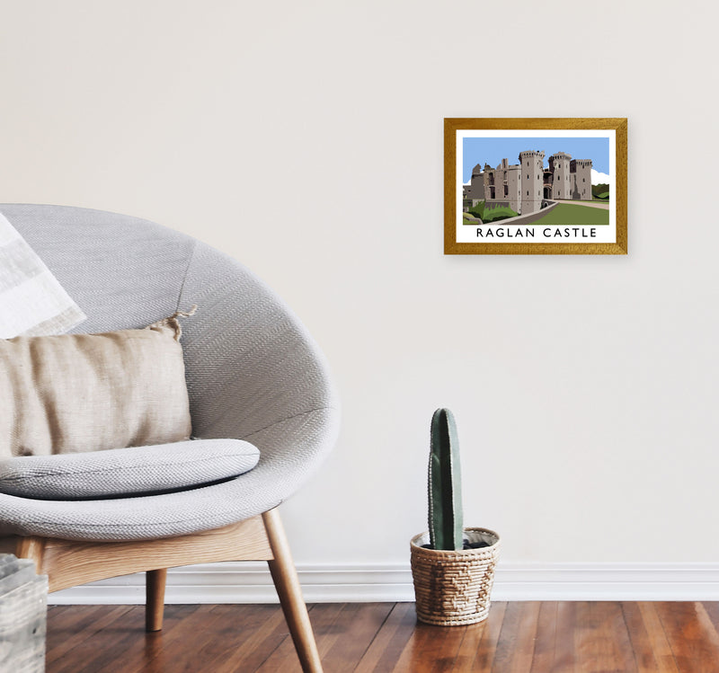 Raglan Castle Travel Art Print by Richard O'Neill, Framed Wall Art A4 Print Only