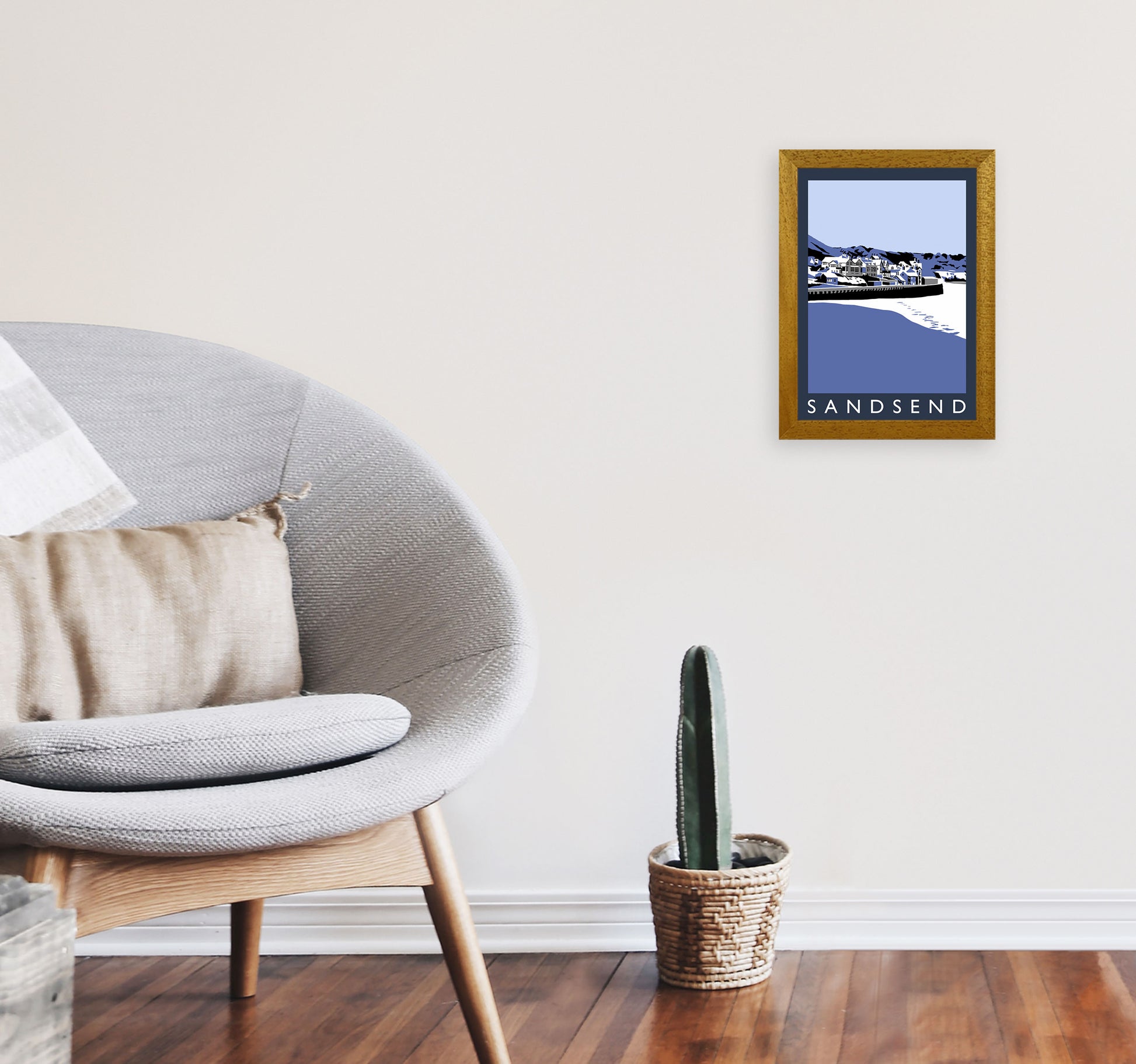 Sandsend Travel Art Print by Richard O'Neill, Framed Wall Art A4 Print Only