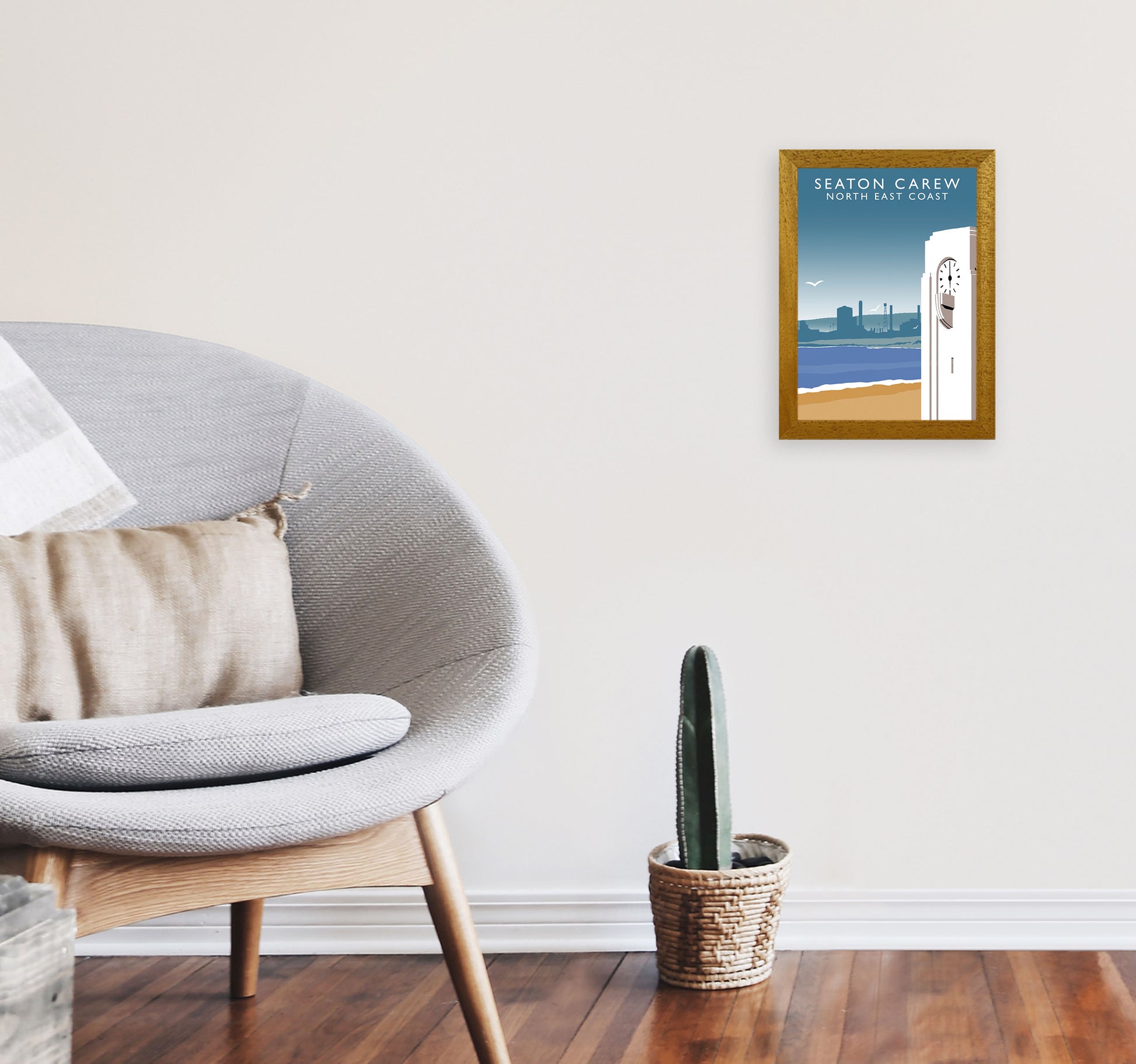 Seaton Carew North East Coast Travel Art Print by Richard O'Neill A4 Print Only