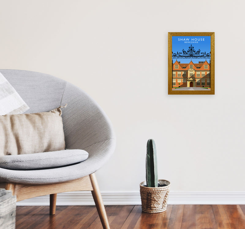 Shaw House Berkshire Travel Art Print by Richard O'Neill, Framed Wall Art A4 Print Only