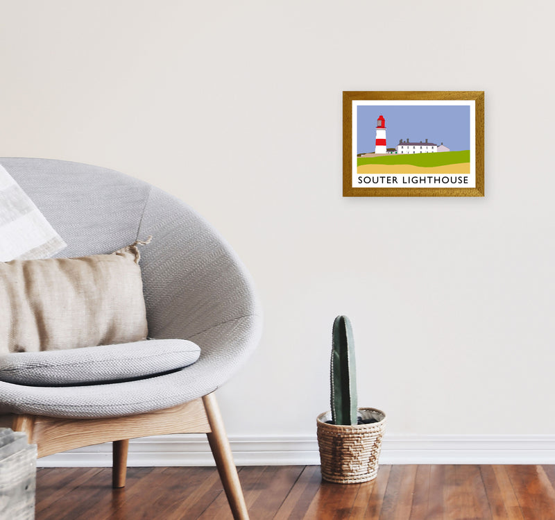 Souter Lighthouse Travel Art Print by Richard O'Neill, Framed Wall Art A4 Print Only