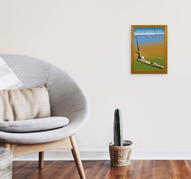 Southend Pier Essex Travel Art Print by Richard O'Neill, Framed Wall Art A4 Print Only