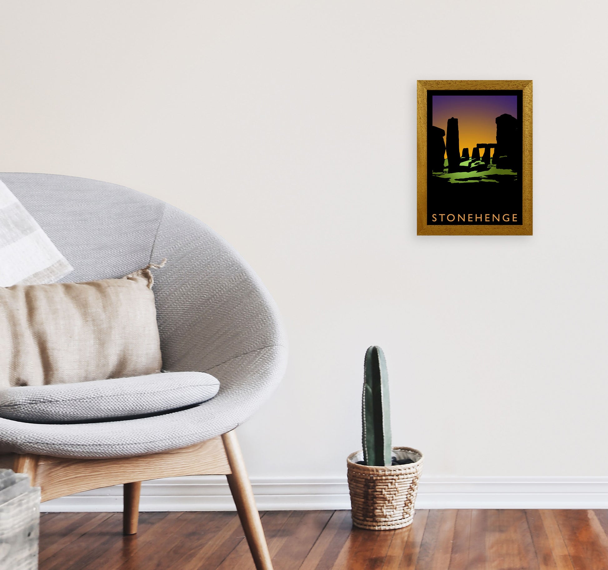 Stonehenge Travel Art Print by Richard O'Neill, Framed Wall Art A4 Print Only