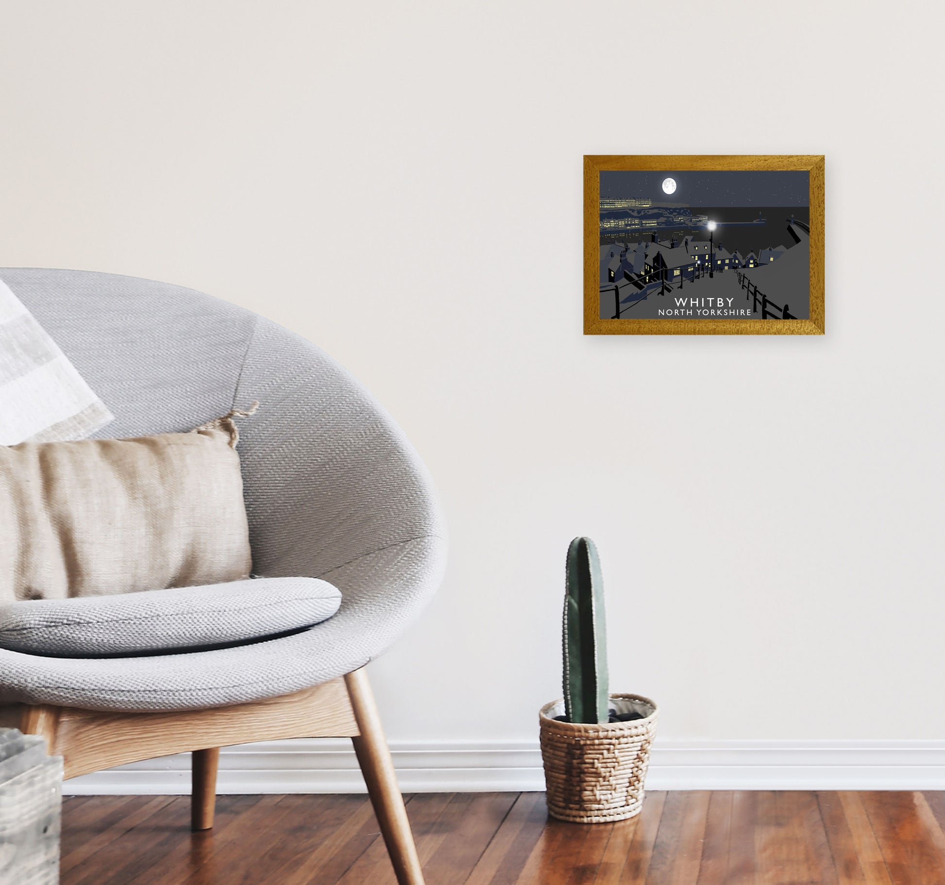 Whitby Travel Art Print by Richard O'Neill, Framed Wall Art A4 Print Only