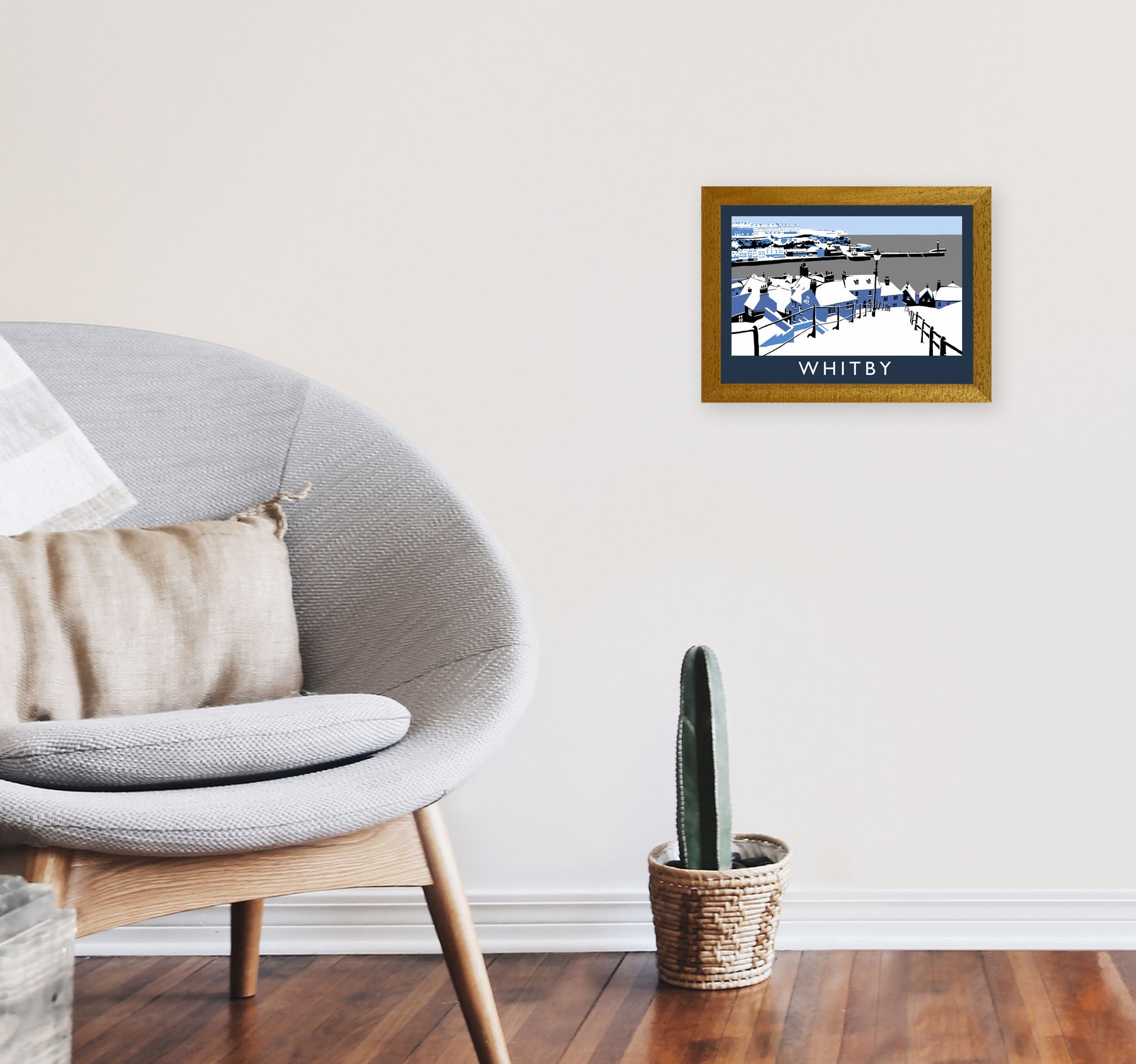 Whitby Travel Art Print by Richard O'Neill, Framed Wall Art A4 Print Only