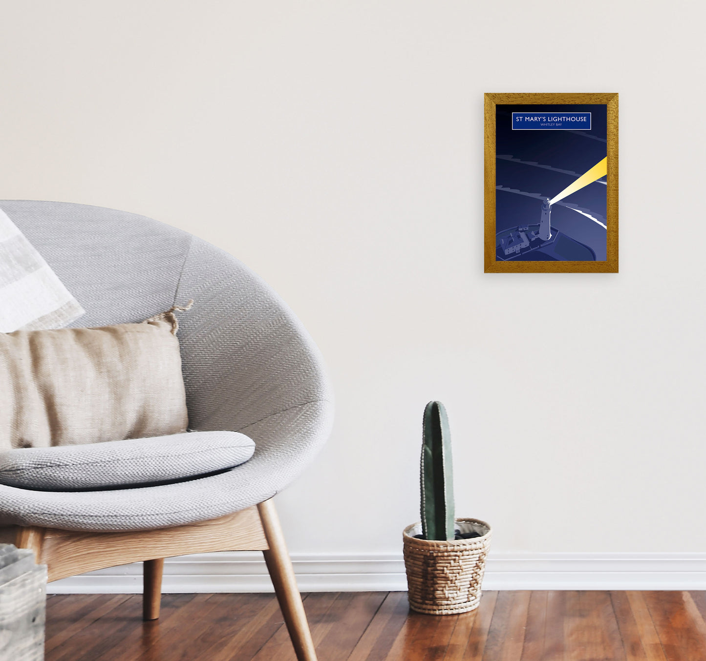 St Mary's Lighthouse Whitley Bay Framed Art Print by Richard O'Neill A4 Print Only